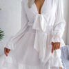 Women Casual Tie Ruffle Edge Dress