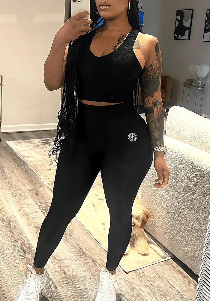 Women Fitness Pants Vest Yoga Two-piece Set