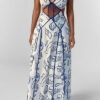 Women French style printed casual lace sexy dress