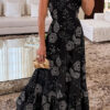 Women Off-Shoulder Holidays Elegant Printed Halter Neck Dress