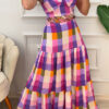 Women Plaid Print Suspender Holidays Casual Dress