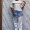 Women’s Denim Patchwork Fashion Two Piece Pants Set