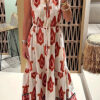Women Spring Summer printed sleeveless printed dress