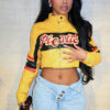 Women street embroidery contrast color Crop Top jacket