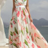Women Suspender Print Beach Holidays Dress