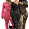 Women Washed Hooded Top and Bell Bottom PantTwo Piece Set