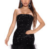 Women'S Fashion Strapless Bodycon Feather Sequin Nightclub Party Dress