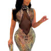 Women's Sequin Dress Slim Nightclub Sexy See-Through Bodycon Dress