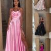 Women's Summer Sexy Low-Back Solid Color Strap Slit Dress