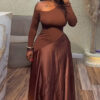 Women's Summer Slash-Shoulder High-Waist Slim Fit A-Line Long Dress
