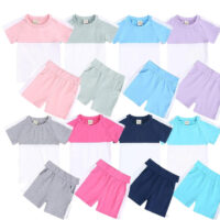 2 Pieces Kid Colorblock Set Raglan Sleeve Tee With Shorts Wholesale 5482068