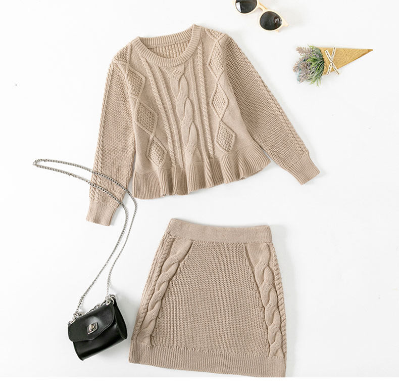 2 Pieces Set Baby Girls Solid Color Graphic Sweaters And Skirts Wholesale 221130161