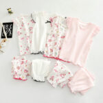 2 Pieces Set Baby Kid Big Kid Girls Letters Cartoon Bow Print Tank Tops And Pants Sleepwears Wholesale 220422236