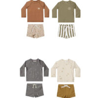 2 Pieces Set Baby Kid Boys Beach Cartoon Print Tops And Solid Color Shorts Swimwears Wholesale 230317312