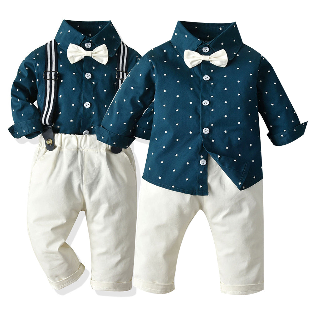 2 Pieces Set Baby Kid Boys Birthday Star Print Shirts And Solid Color Pants Wholesale 23041138