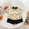 2 Pieces Set Baby Kid Boys Cartoon Print Shirts And Solid Color Shorts Wholesale 25060435
