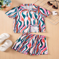 2 Pieces Set Baby Kid Boys Color-blocking Shirts And Shorts Wholesale 25060404