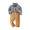 2 Pieces Set Baby Kid Boys Dressy Checked Bow Shirts And Solid Color Pants Wholesale 01786822