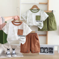 2 Pieces Set Baby Kid Boys Letters Tops And Solid Color Shorts Wholesale 25040374
