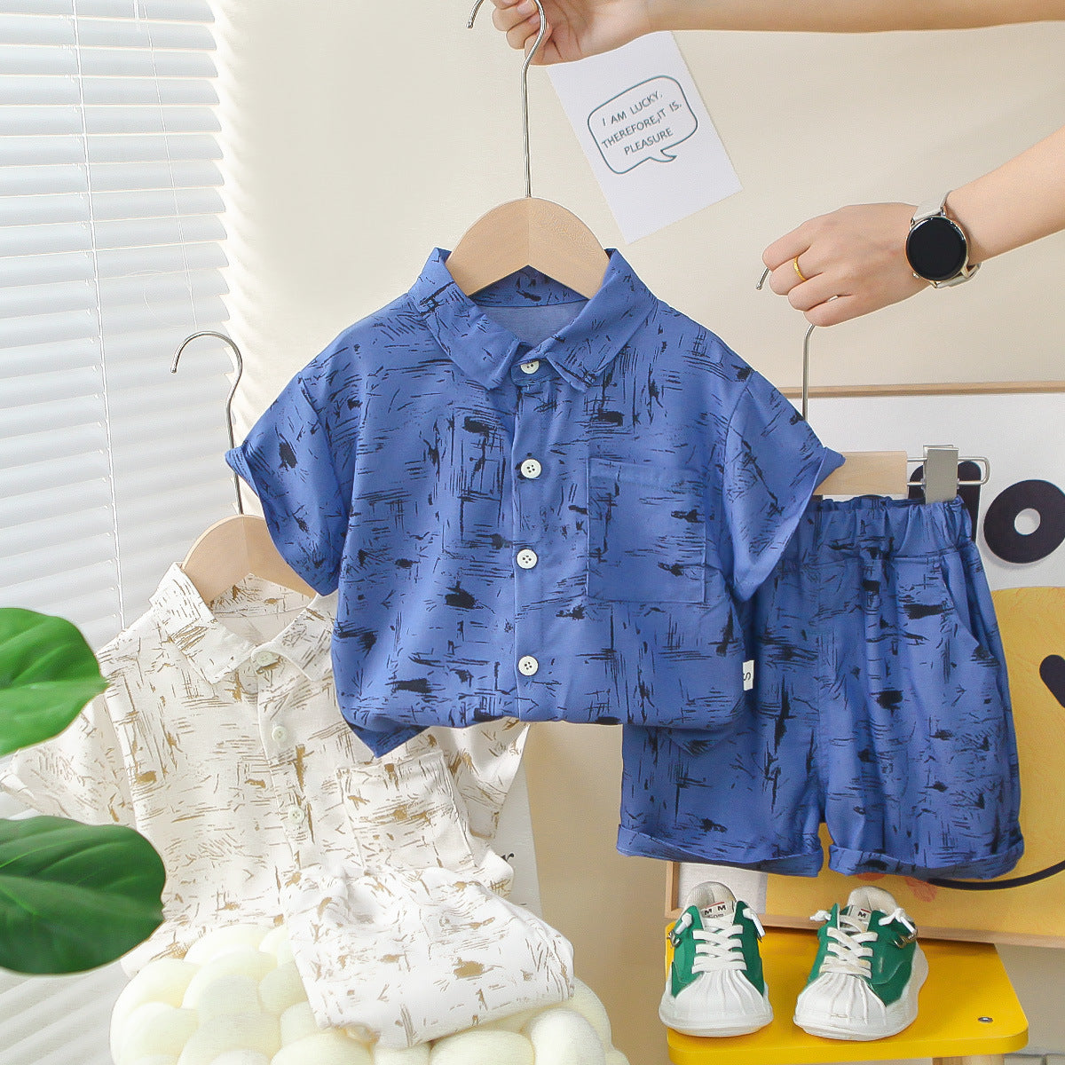 2 Pieces Set Baby Kid Boys Print Shirts And Shorts Wholesale 25040348
