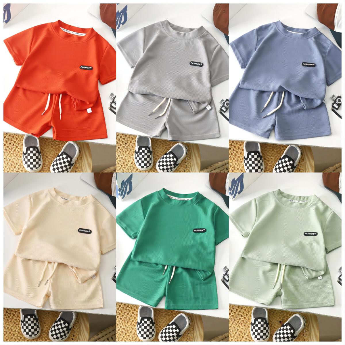 2 Pieces Set Baby Kid Boys Solid Color T-Shirts And Shorts Wholesale 250708171
