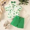 2 Pieces Set Baby Kid Boys St Patrick's Day Plant Print Shirts And Solid Color Shorts Wholesale 25010706