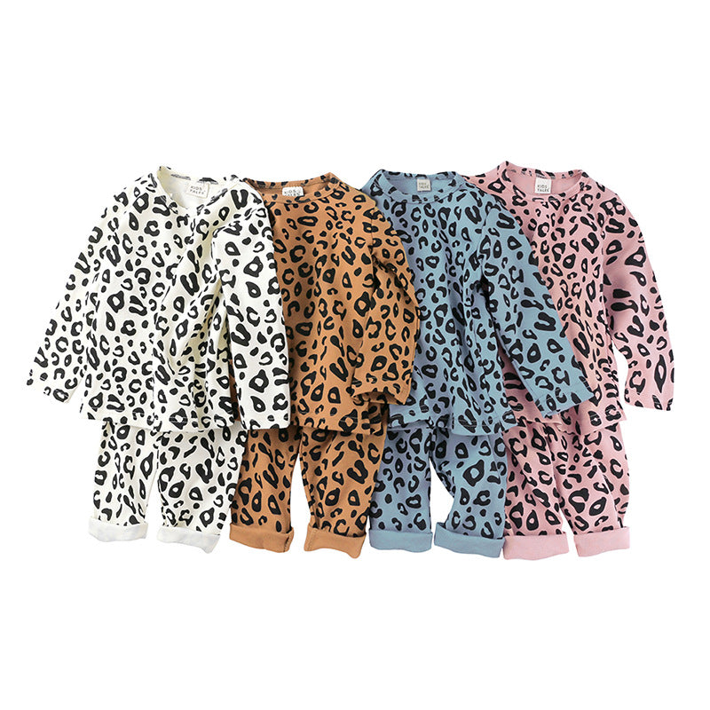 2 Pieces Set Baby Kid Girls Boys Leopard Tops And Pants Wholesale 220114395