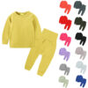 2 Pieces Set Baby Kid Girls Boys Solid Color Homewear Set Top And Pants Wholesale 13436503
