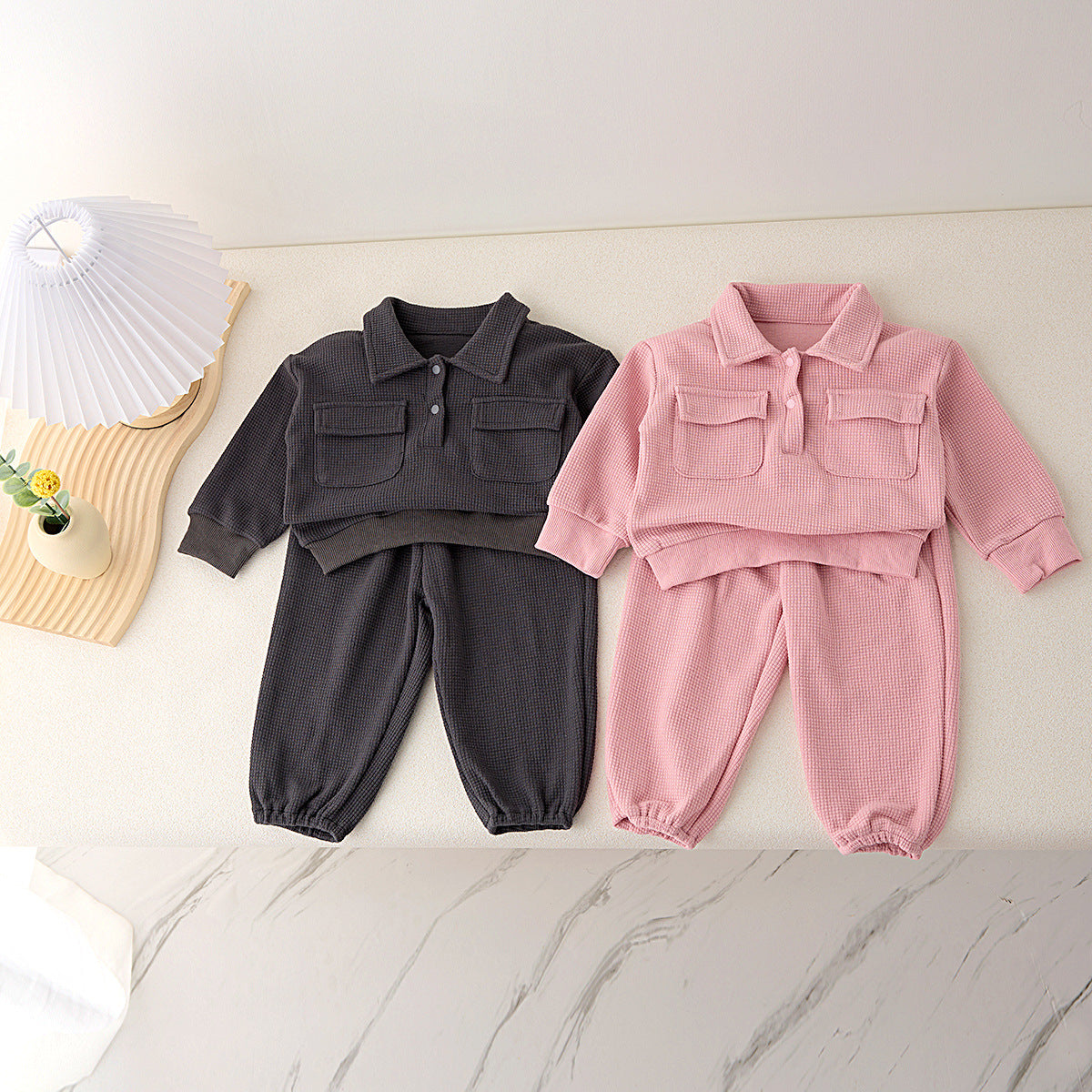 2 Pieces Set Baby Kid Girls Boys Solid Color Tops And Pants Wholesale 250227131