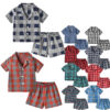 2 Pieces Set Baby Kid Unisex Checked Shirts And Shorts Sleepwears Wholesale 220302220