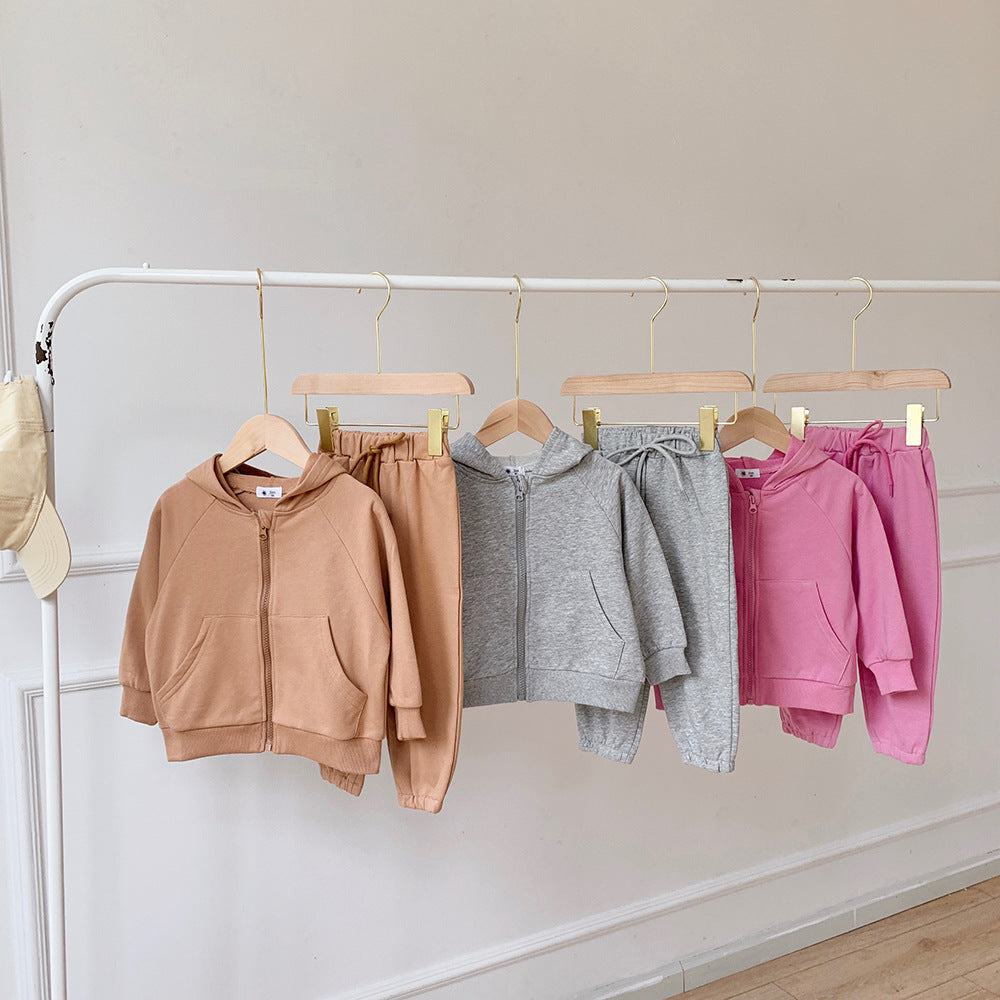 2 Pieces Set Baby Kid Unisex Solid Color Jackets Outwears And Pants Wholesale 220916525