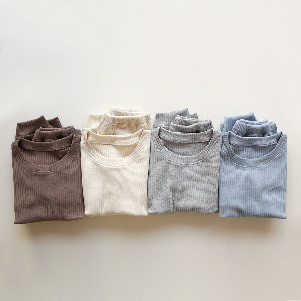 2 Pieces Set Baby Kid Unisex Solid Color Tops And Pants Wholesale 221010255