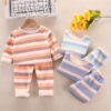 2 Pieces Set Baby Kid Unisex Striped Tops And Pants Sleepwears Wholesale 220916538