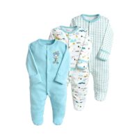 3-pack Infant Unisex Print Cartoon Footie Jumpsuit Wholesale 17312088