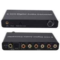5.1ch Digital Audio Converter Spdif Input to 5.1 Channel Audio Digital Sound Decoder Converter Black