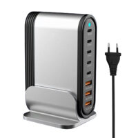 8-in-1 USB Hub 200W 8 Ports USB Charging Station Hub Adapter 5 USB A 3 USB C Multiport USB C Splitter EU Plug