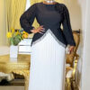 Africa Plus Size Women's Long Sleeve Elegant Pleated Formal Party Gown