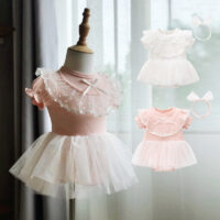 Baby Girls Bow Lace Embroidered Princess Dresses Headwear Wholesale 343010852