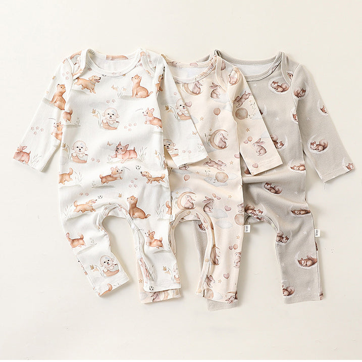 Baby Girls Boys Animals Cartoon Print Jumpsuits Wholesale 24110642