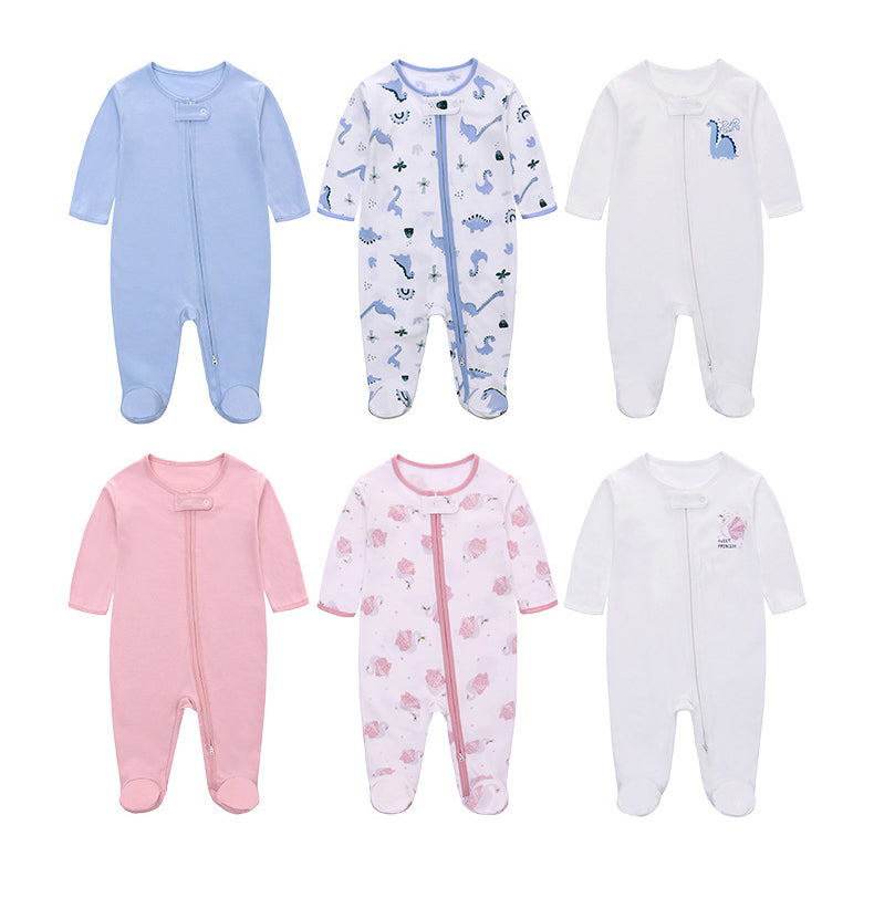 Baby Girls Boys Solid Color Cartoon Print Jumpsuits Wholesale 24101002