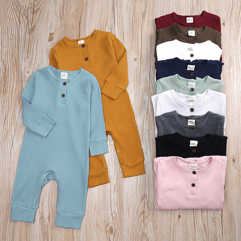 Baby Girls Boys Solid Color Muslin&Ribbed Jumpsuits Wholesale 31586330