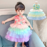 Baby Girls Color-blocking Dressy Princess Dresses Wholesale 23080344
