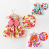 Baby Girls Flower Bow Print Dresses And Accessories Hats Wholesale 220330373