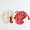 Baby Girls Flower Embroidered Cardigan And Rompers Knitwear Wholesale 211116247