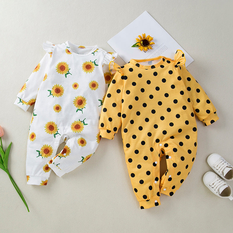 Baby Girls Flower Polka dots Print Jumpsuits Wholesale 24040949