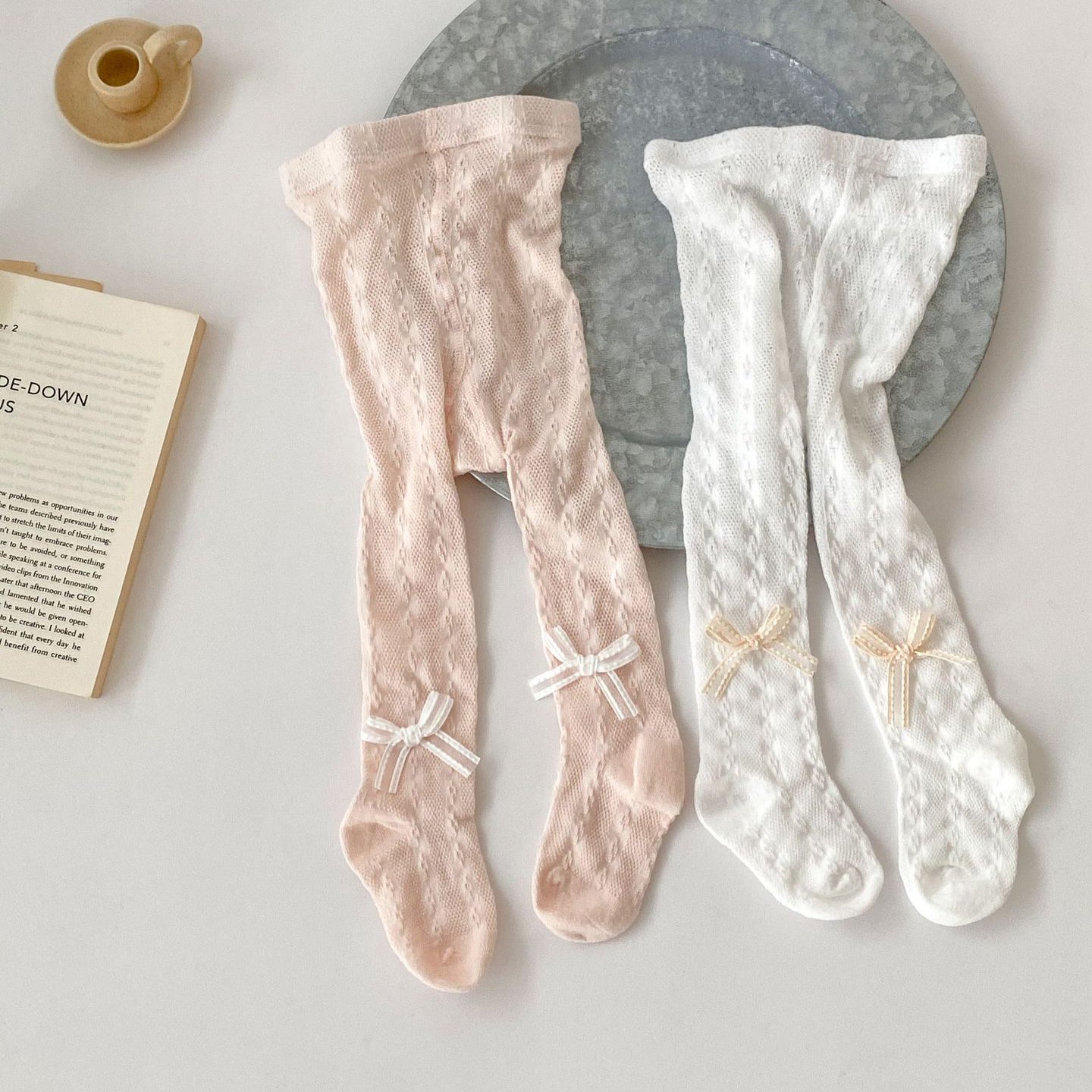 Baby Girls Solid Color Bow Leggings Wholesale 240409212