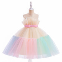 Baby Kid Big Kid Girls Solid Color Color-blocking Dressy Princess Dresses Wholesale 230803124