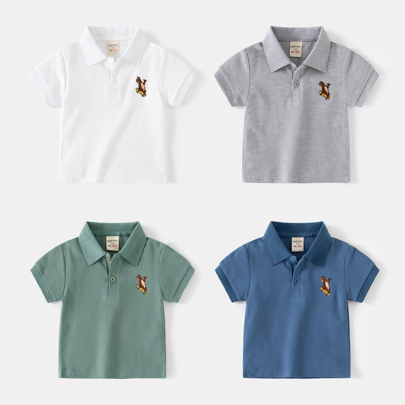 Baby Kid Boys Cartoon Embroidered Polo Shirts Wholesale 230303236