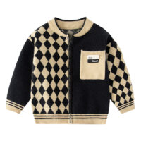 Baby Kid Boys Color-blocking Checked Cardigan Wholesale 221209275