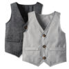 Baby Kid Boys Solid Color Houndstooth Vests Waistcoats Wholesale 00169271